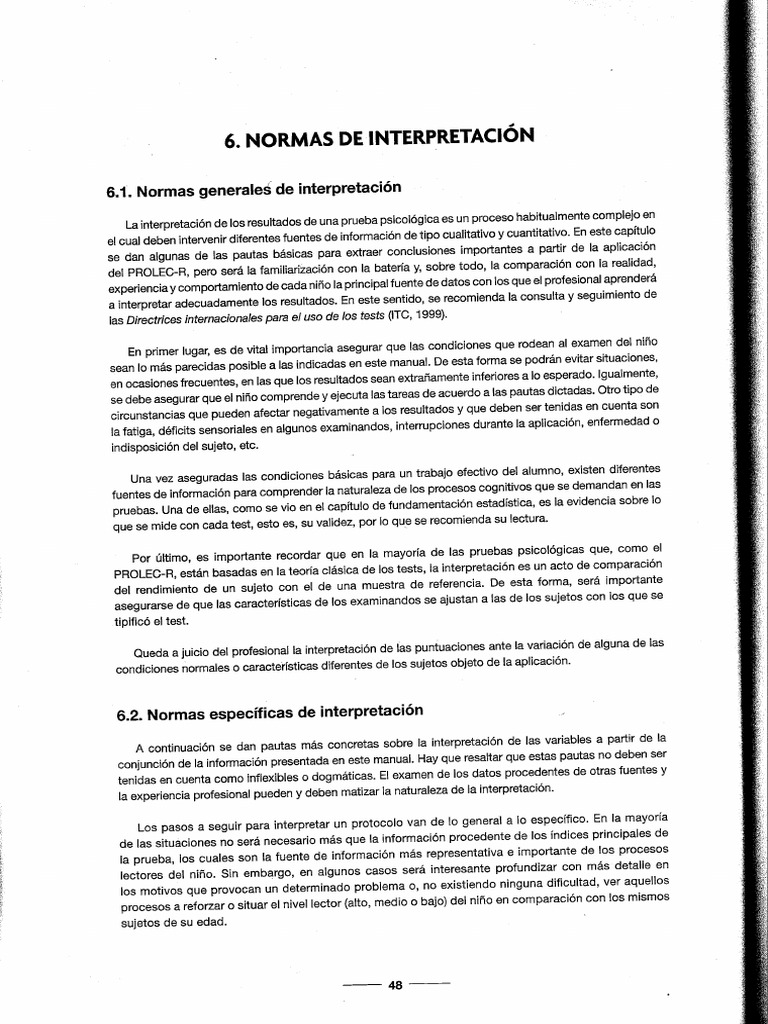 Interpretacion PROLEC | PDF