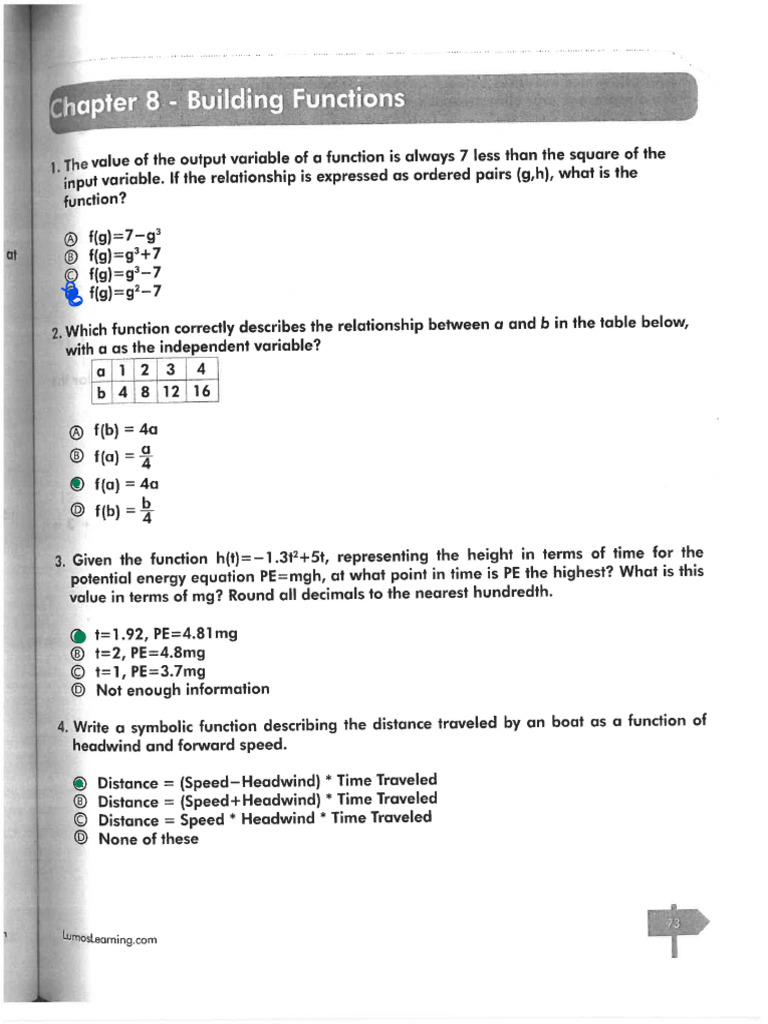Algebra 1 Chapter 8 Building Functions | PDF