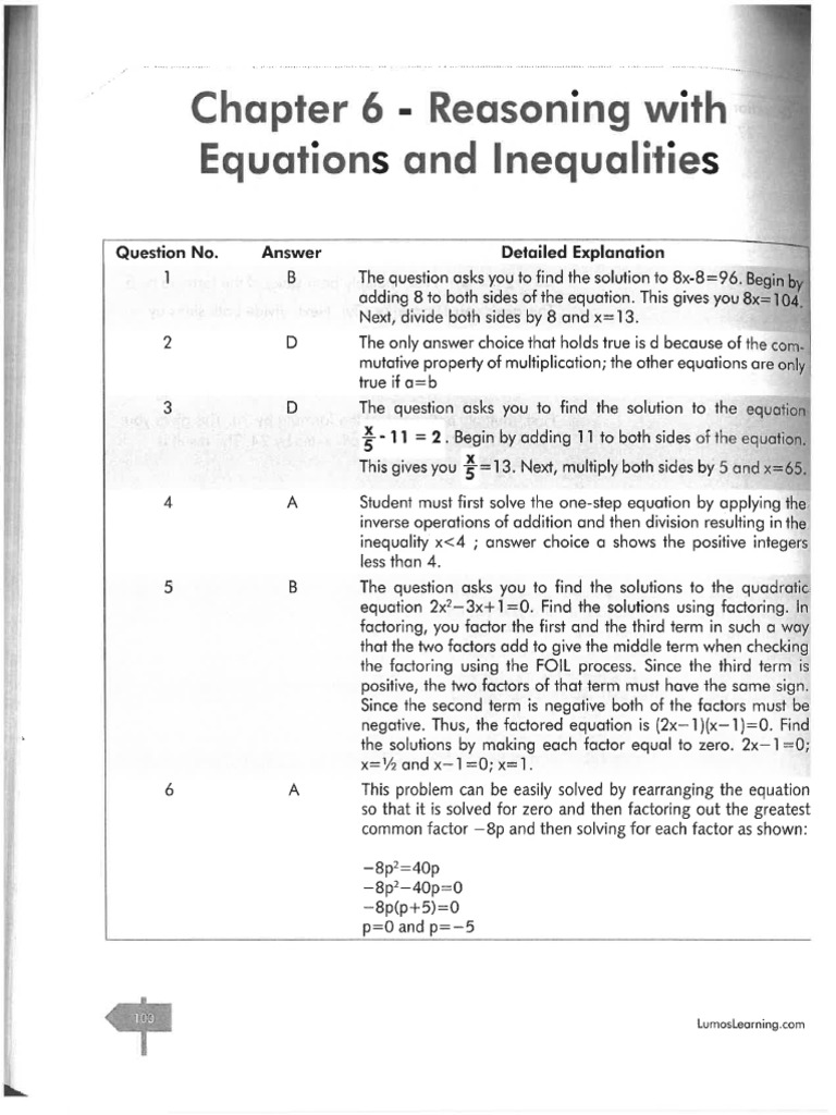 Chapter 6 Answer Key | PDF