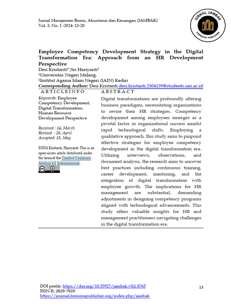 Employee Competency Development Strategy in The Di | PDF | Human ...