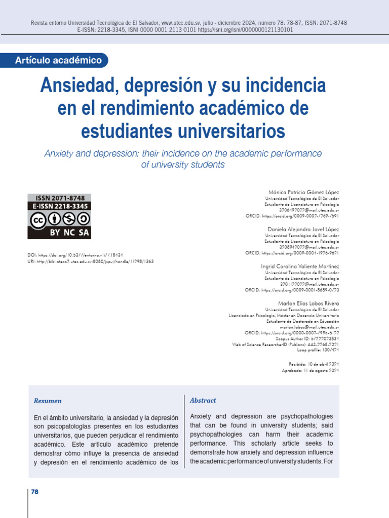 Ansiedad y depresión en estudiantes universitarios | PDF | Depresión ...