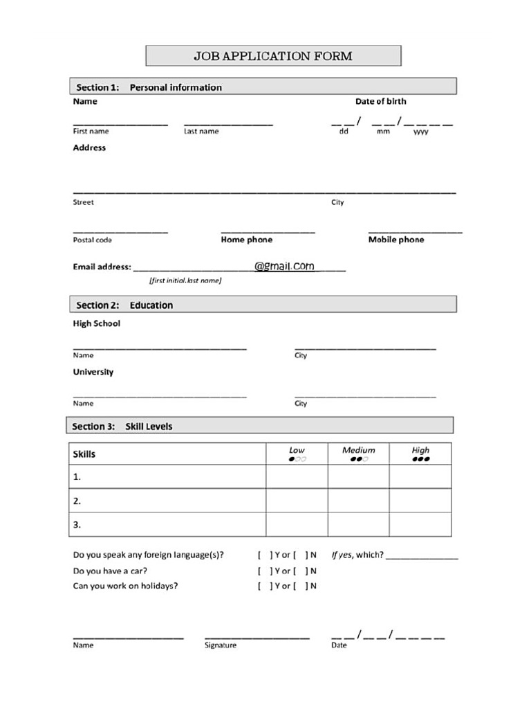 Application Form Sample | PDF