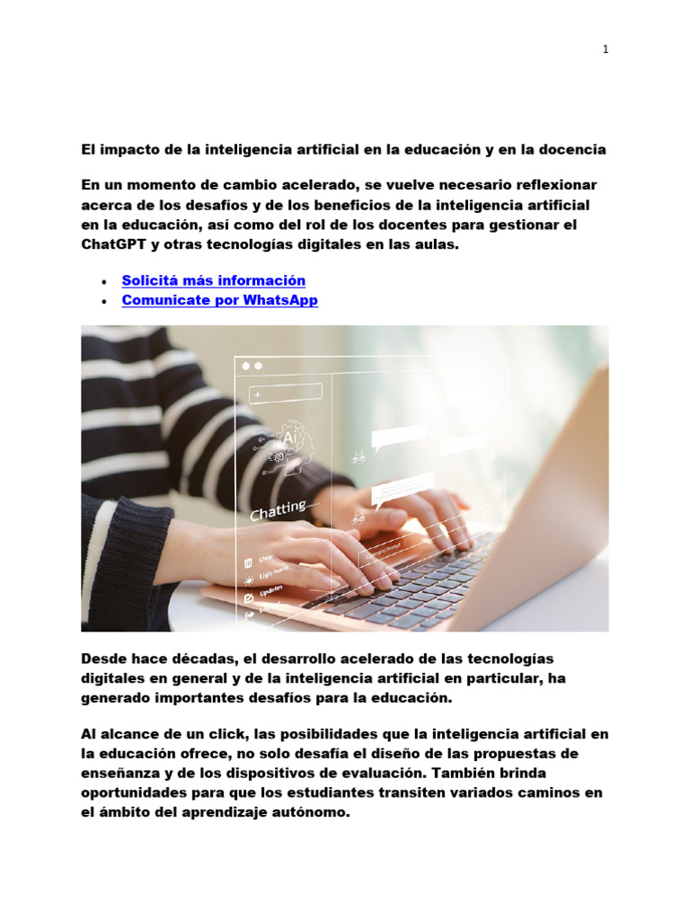 Impacto de la IA en la Educación Actual | PDF | Inteligencia artificial ...
