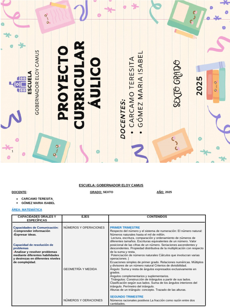 Plan de Estudios Sexto Grado 2025 | PDF | Sonido | Ángulo