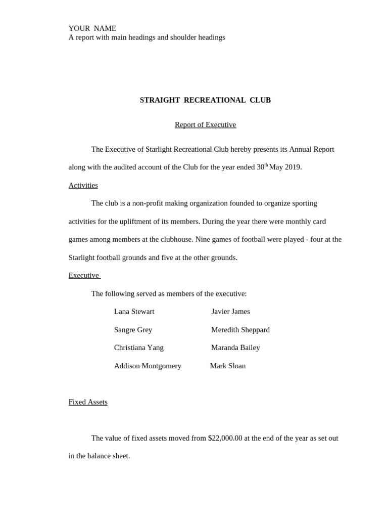 A Report With Shoulder Headings | PDF