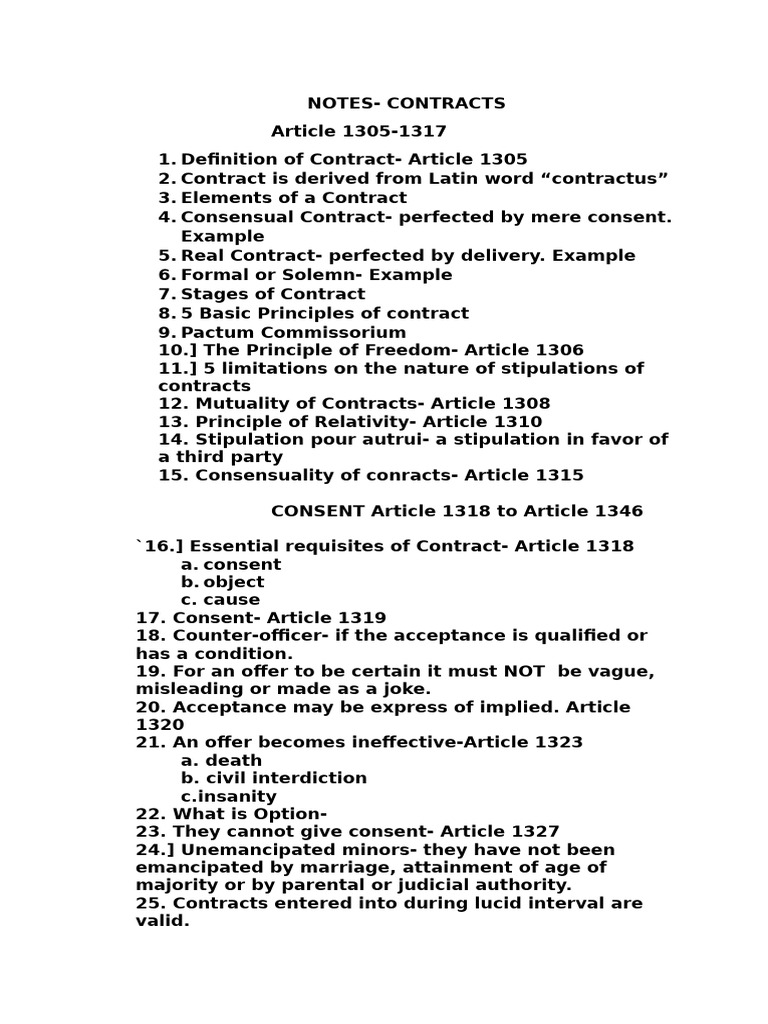 Notes Contract | PDF | Annulment | Private Law