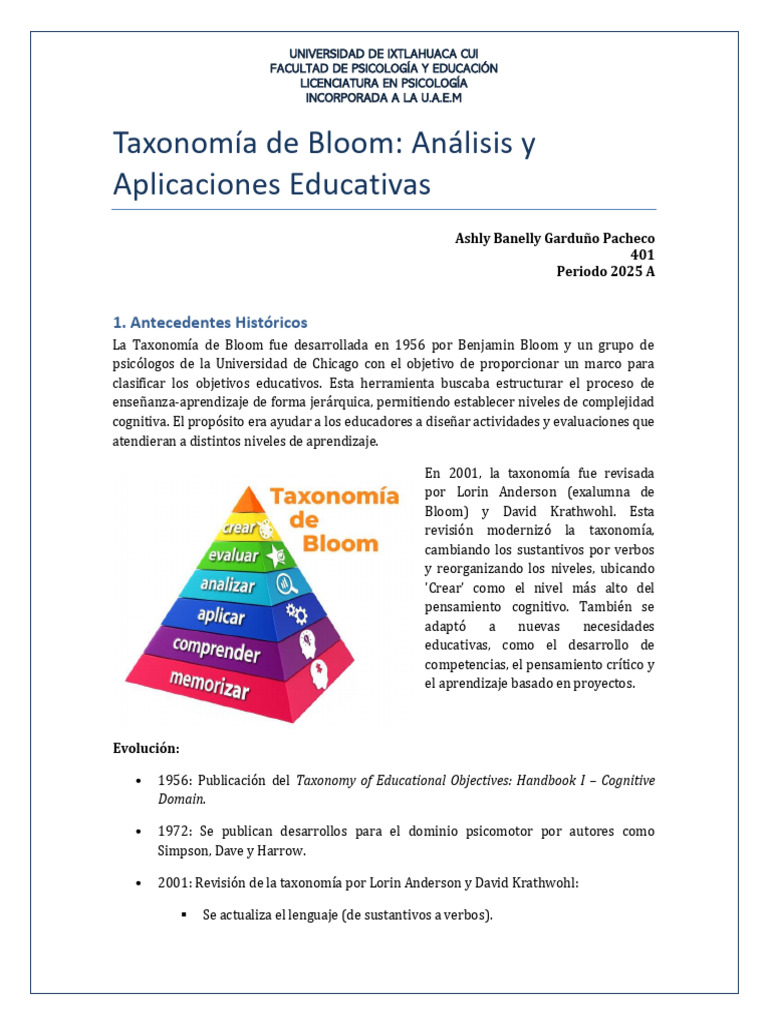 Taxonomia - de - Bloom - ASHLY BANELLY | PDF | Sicología | Aprendizaje