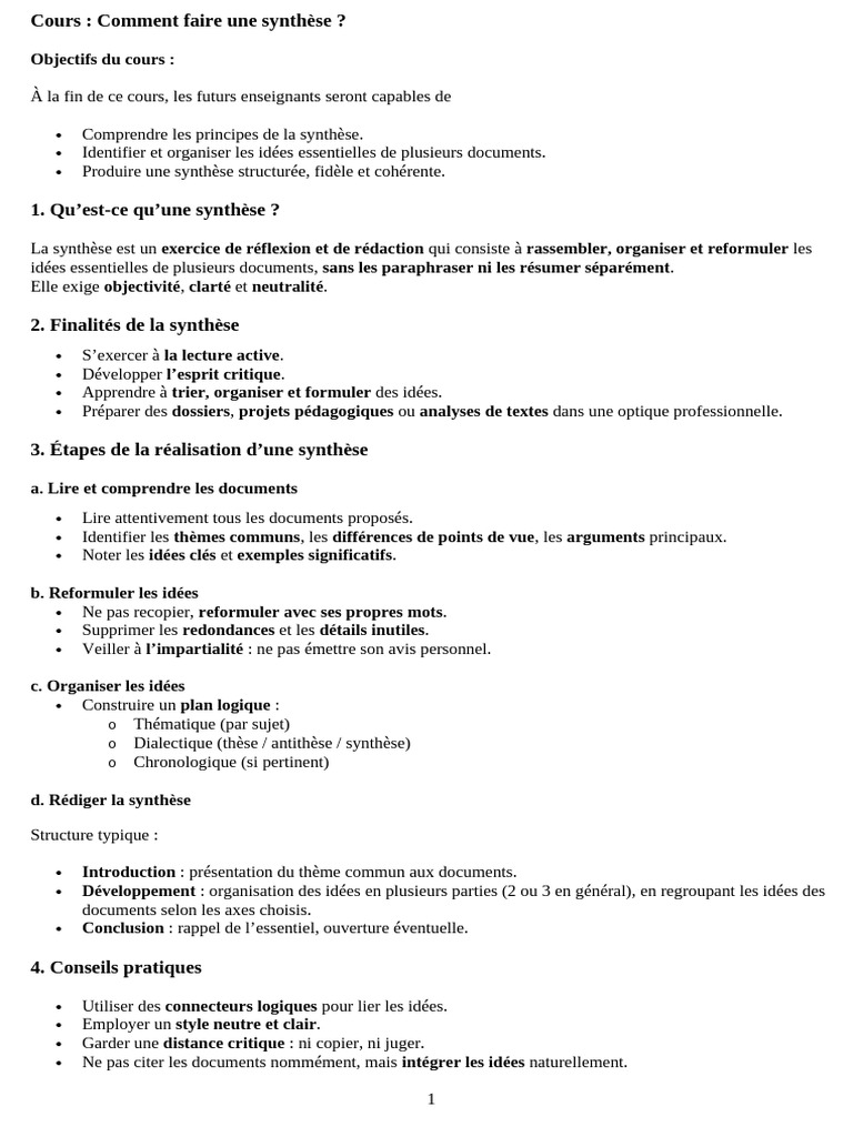 Guide pour réaliser une synthèse efficace | PDF | Pédagogie | Motivation