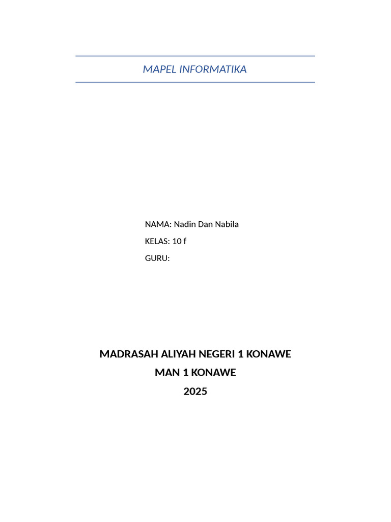 MAPEL INFORMATIKA Nadin Oktaviani Dan Nabila Zuhriyyah | PDF