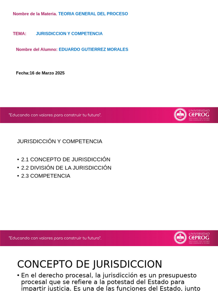 Jurisdicción y Competencia en Derecho Procesal | PDF | Jurisdicción ...