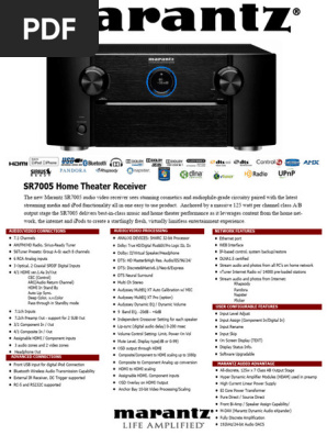Marantz SR7005 Home Theater Receiver Specs | PDF | Hdmi | Hertz