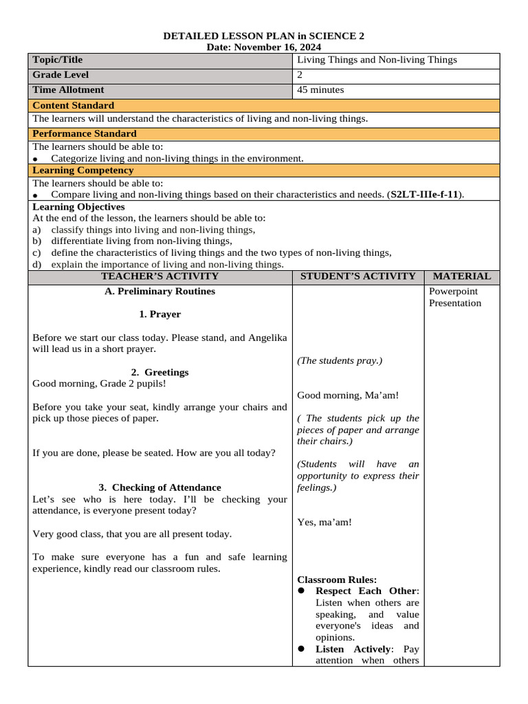 Detailed Lesson Plan in Science 2 | PDF | Plants | Nutrition