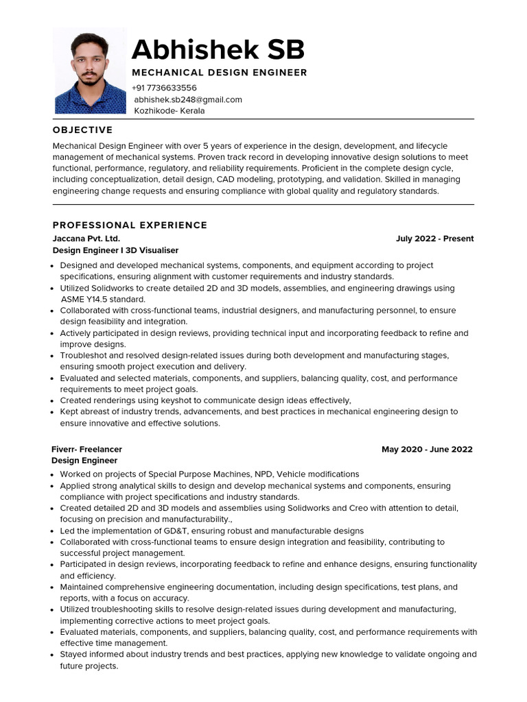 Abhishek S B Mechanical Design Engineer | PDF | Engineering ...