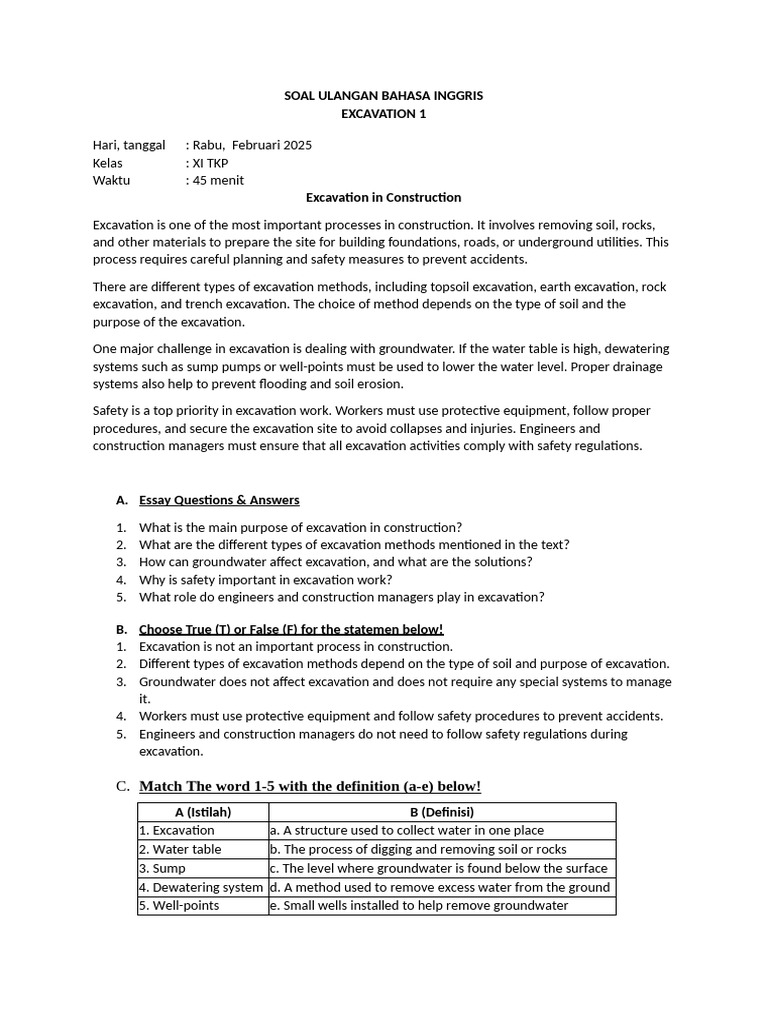 Excavation Methods and Safety in Construction | PDF | Groundwater | Water