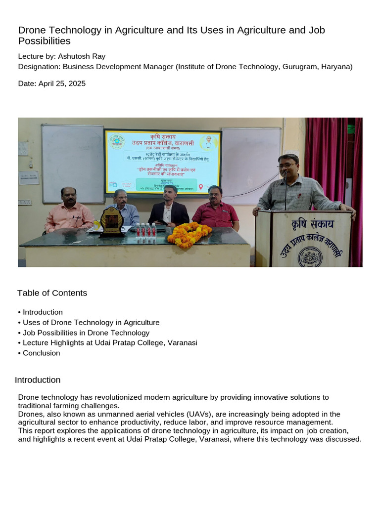 Drone Technology in Agriculture With Images | PDF | Agriculture ...