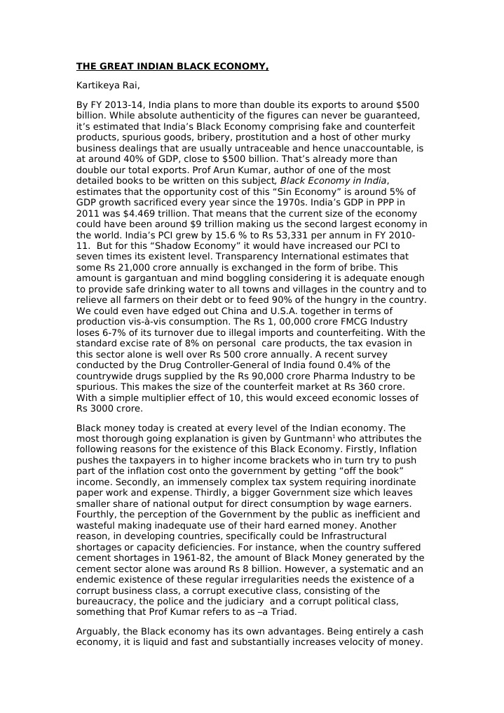 Impact of India's Black Economy | PDF | Indian Black Money | Black Market