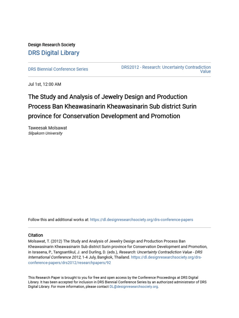 The Study and Analysis of Jewelry Design and Production Process | PDF ...