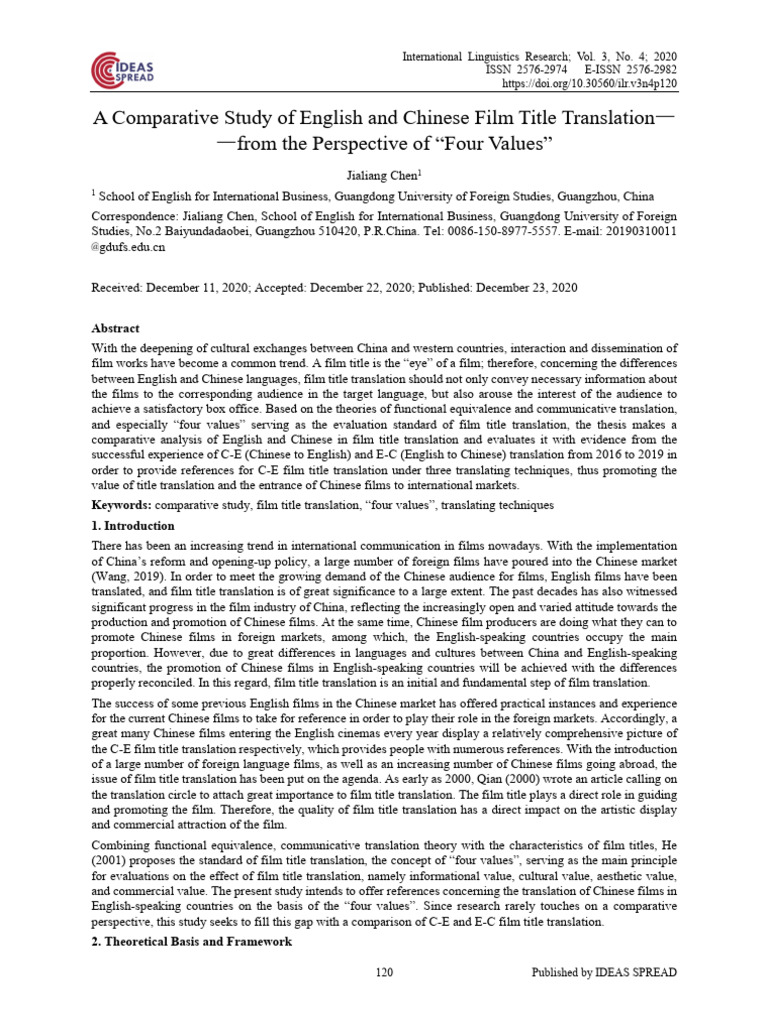 A Comparative Study of English and Chinese Film Ti | PDF | Translations ...