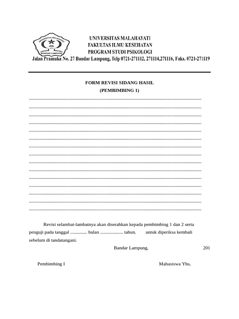 Form Revisi Sidang Hasil | PDF