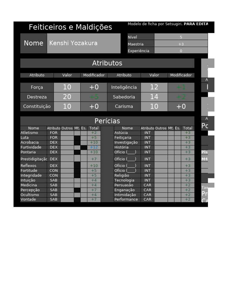 RPG Jujutsu Kaizen - Kenshi | PDF