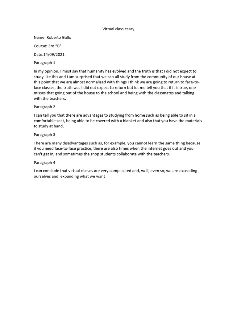 Virtual Class Essay | PDF