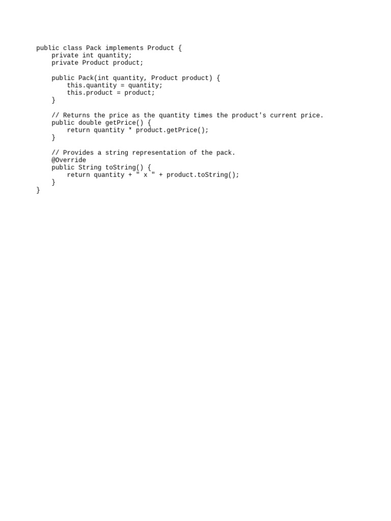 Java Pack Class for Product Pricing | PDF