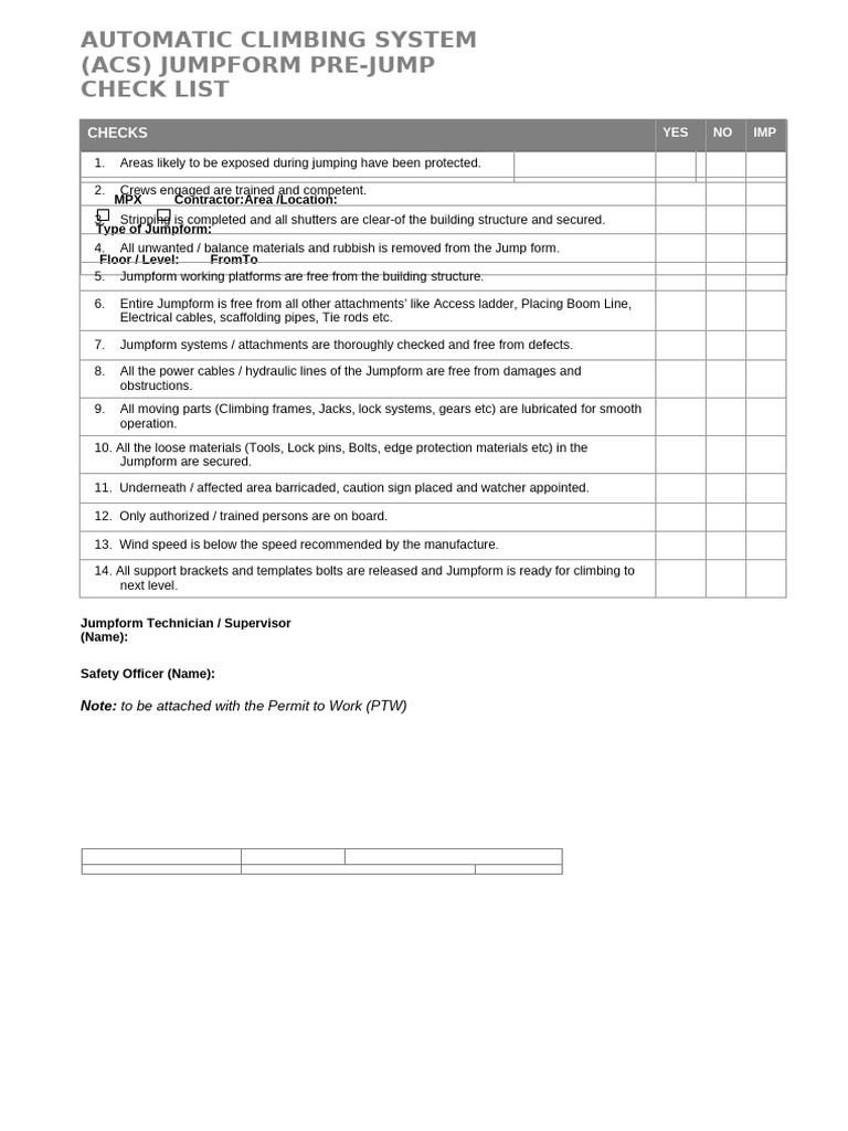 ME-OHS-F-096_01 - ACS Jumpform Pre-Jump Check List (1) | PDF