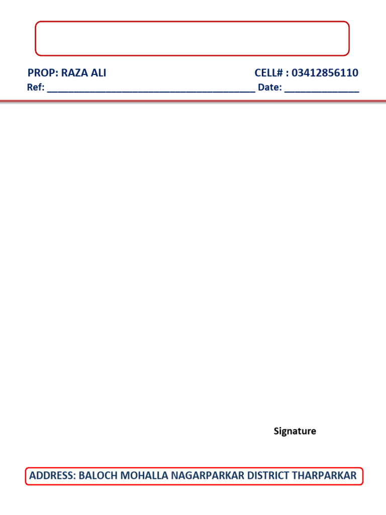 Raza General Store Contact Information | PDF