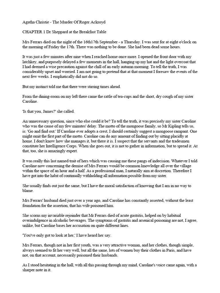 [Hercule Poirot 4 ] Christie, Agatha - Murder Of Roger Ackroyd-1-60 | PDF