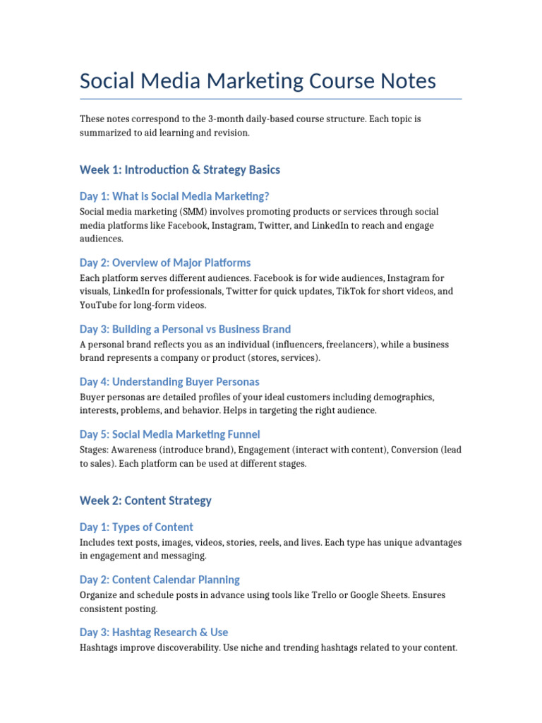 Social Media Marketing Course Overview | PDF | Social Media Marketing ...