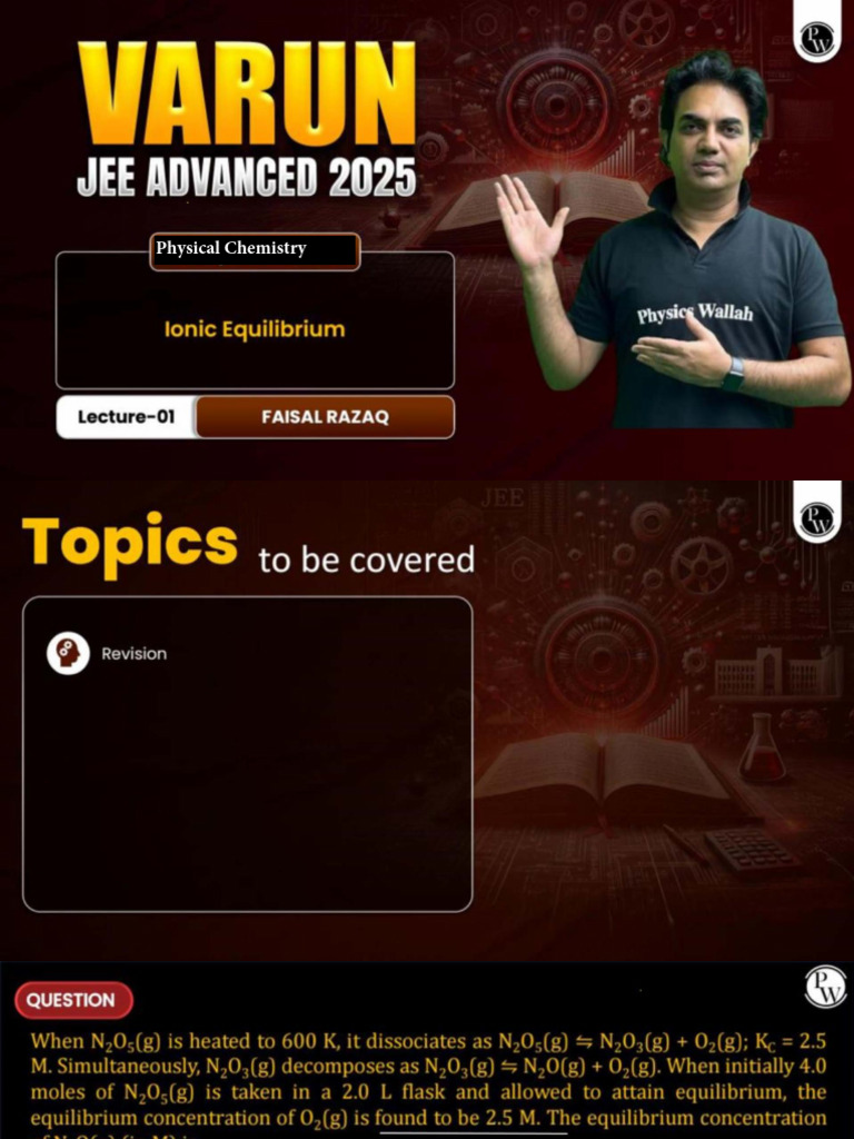 Ionic Equilibrium 01 - Class Notes - Varun JEE Advanced 2025 | PDF