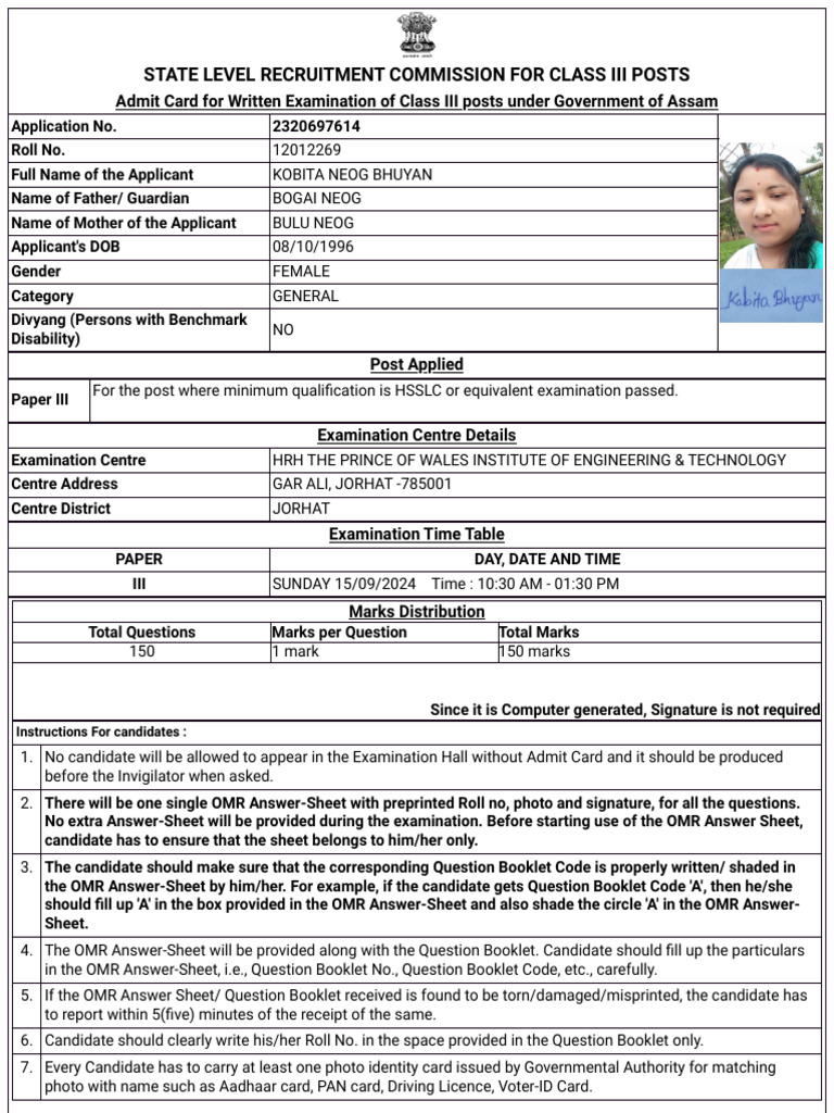 State Level Recruitment Commission For Class III Posts | PDF