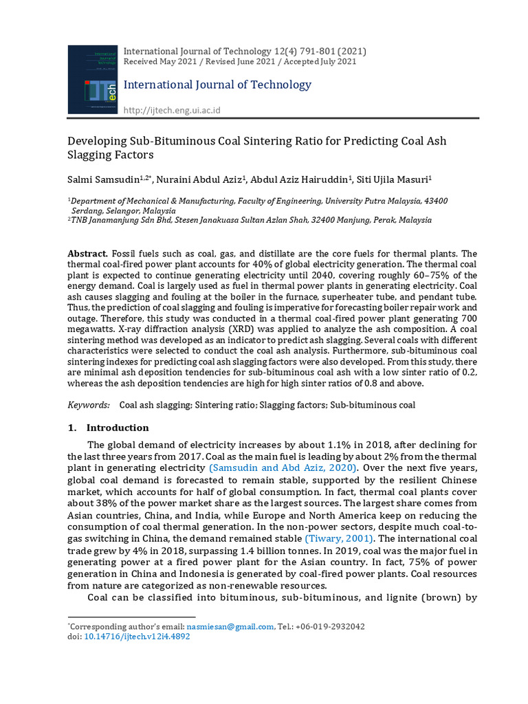 Predicting Coal Ash Slagging Factors | PDF | Coal | Sintering