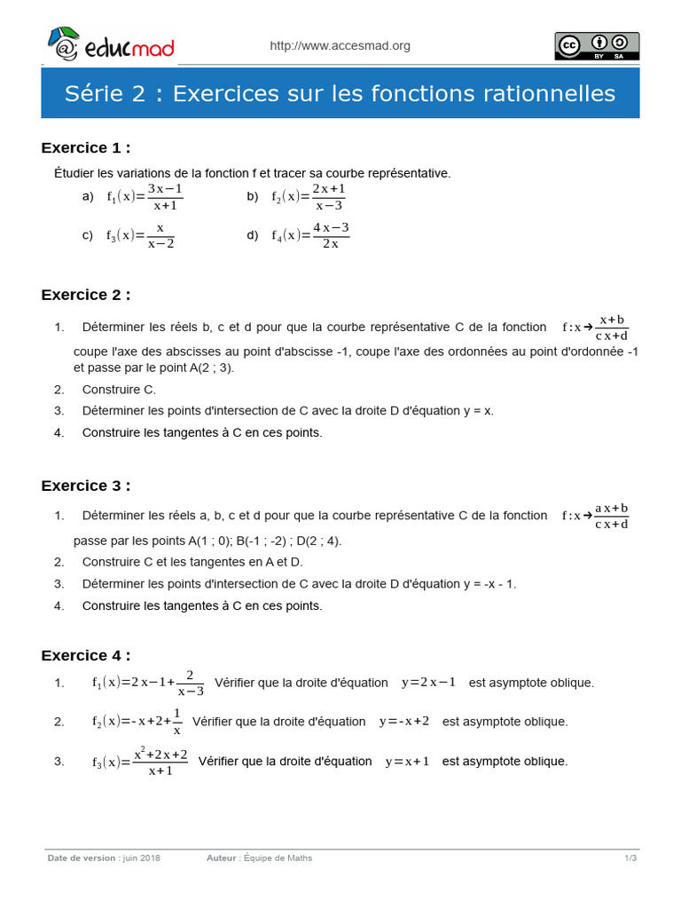 2b - S閞ie 2 Fonctions rationnelles - revRC - 20180601 | PDF | Asymptote ...
