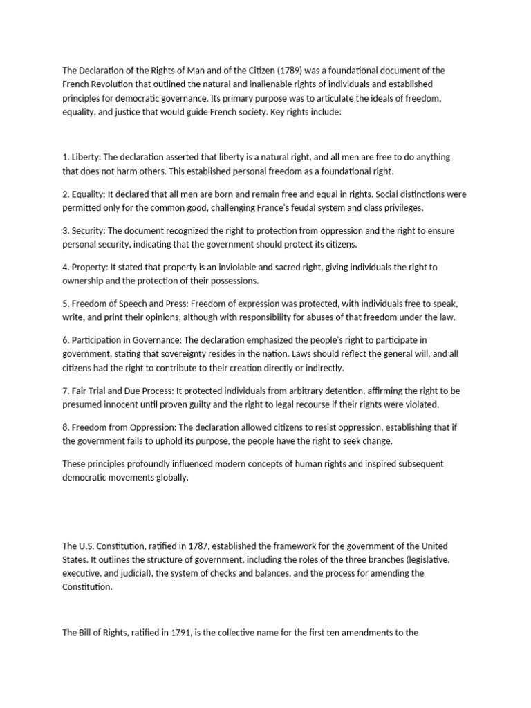 Rights and Liberties in Historic Documents | PDF | Fifth Amendment To ...