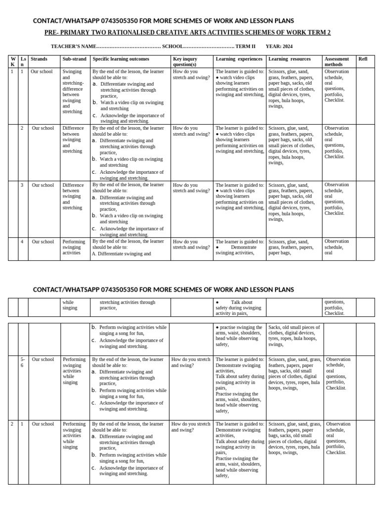PP2 Term 2 Creative Schemes | PDF | Rhythm