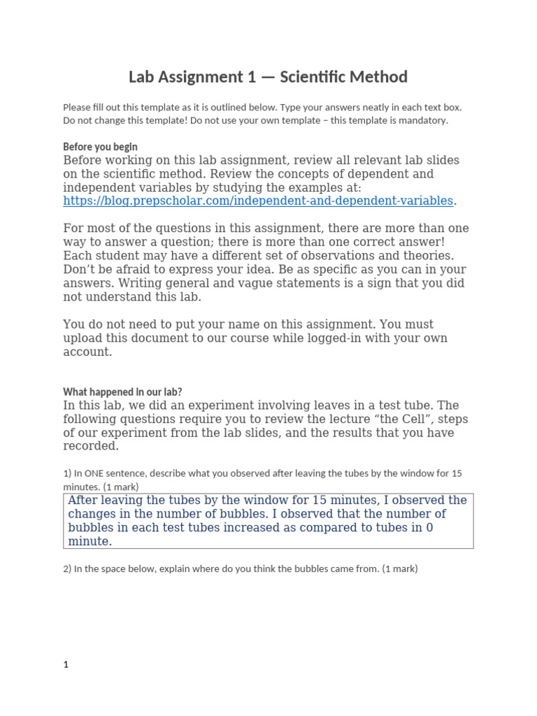 Scientific Method Lab Assignment Guide | PDF | Experiment | Hypothesis
