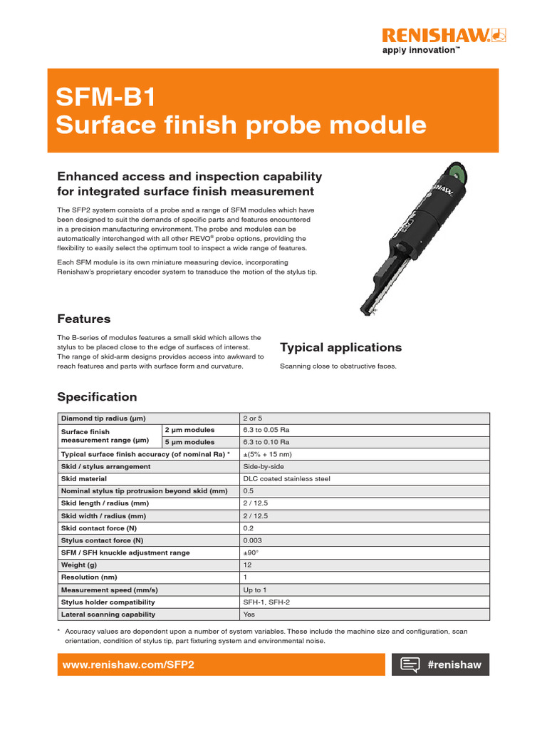 Renishaw SFP2 Surface Finish Probe Module | PDF | Physical Sciences ...