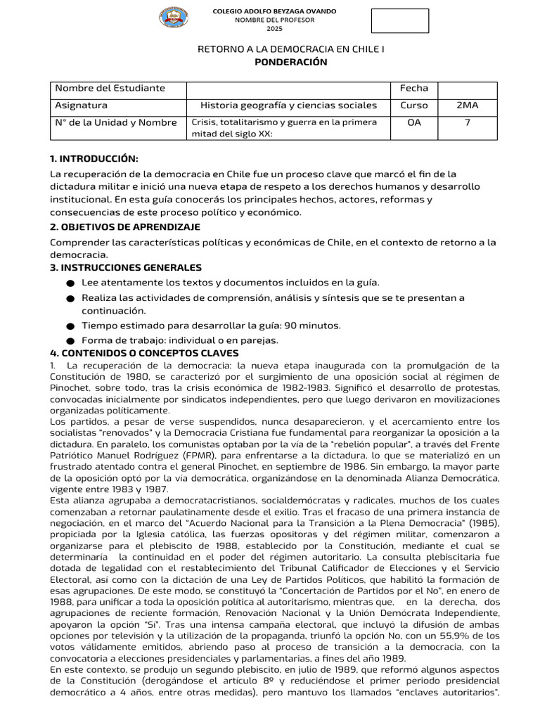 Retorno a la Democracia en Chile | PDF | Gobierno | Chile