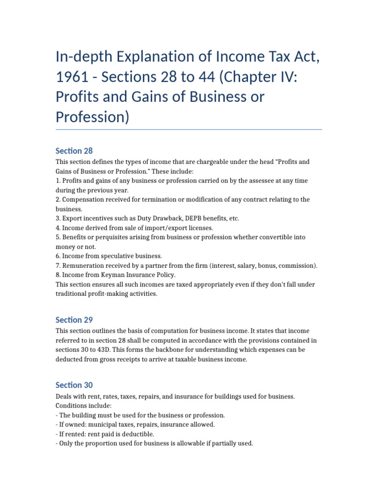 Income Tax Act: Business Profits Overview | PDF | Expense | Tax Deduction