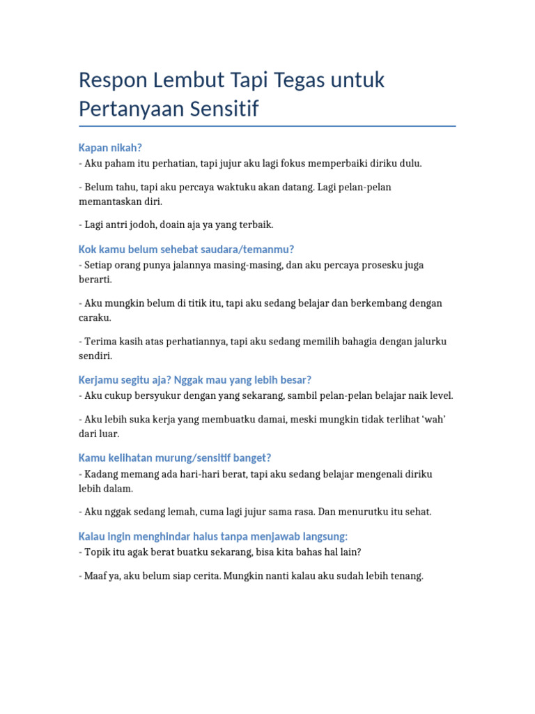 Respon Tepat untuk Pertanyaan Sensitif | PDF