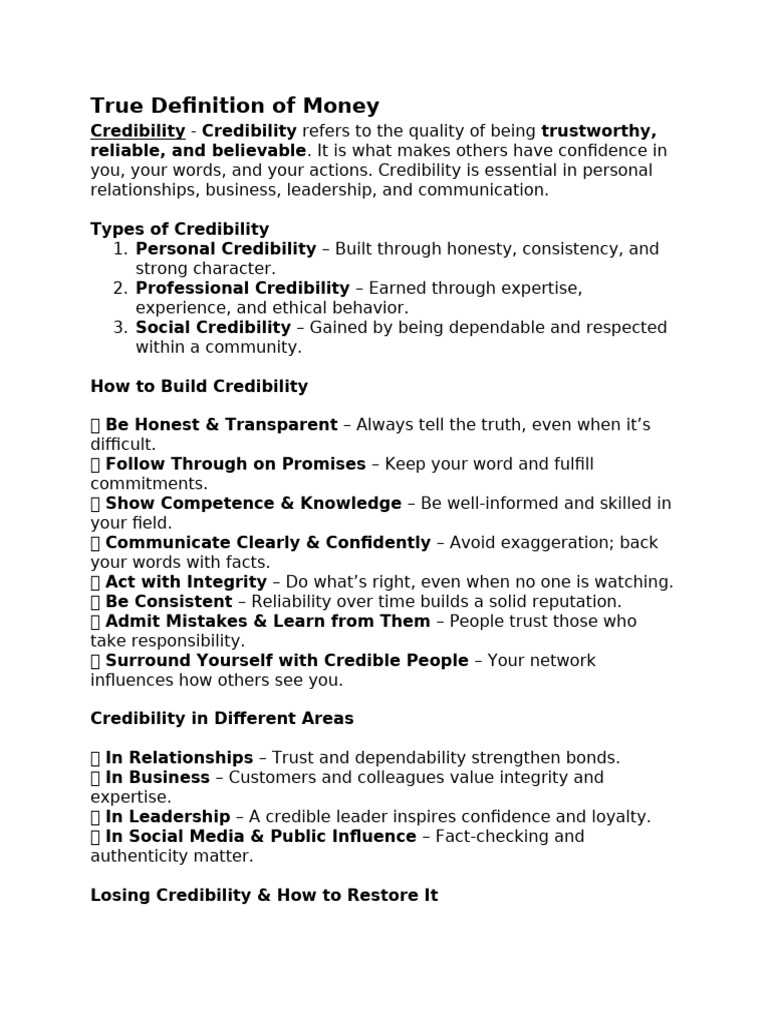 Building Trust and Credibility Essentials | PDF | Credibility | Skill