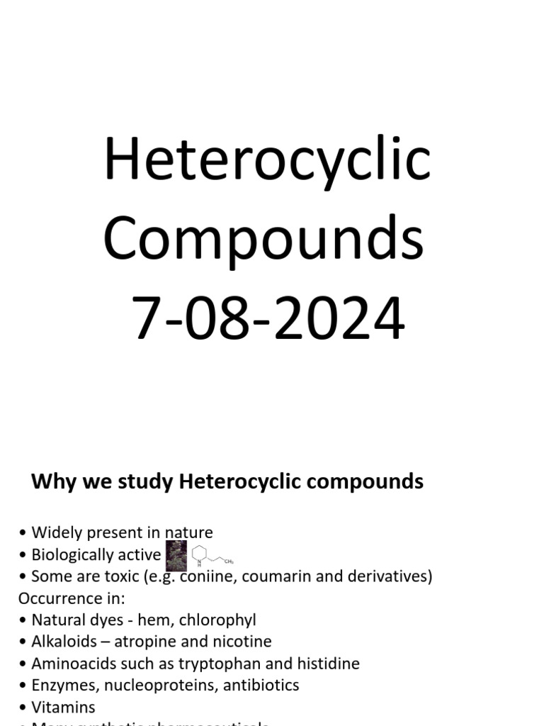 Heterocyclic 8-8-2024 | PDF | Heterocyclic Compound | Pyridine
