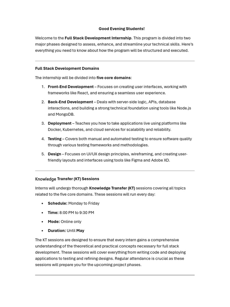Full Stack Development Internship Guide | PDF | Computing | Information ...