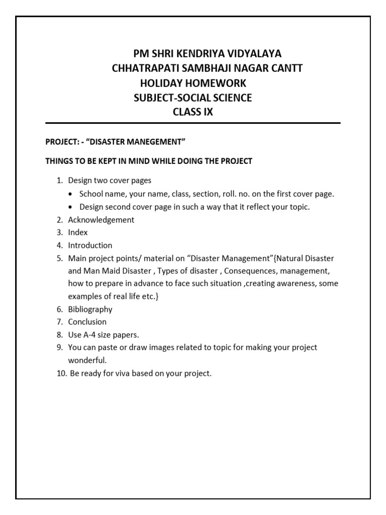Disaster Management Project Guidelines | PDF