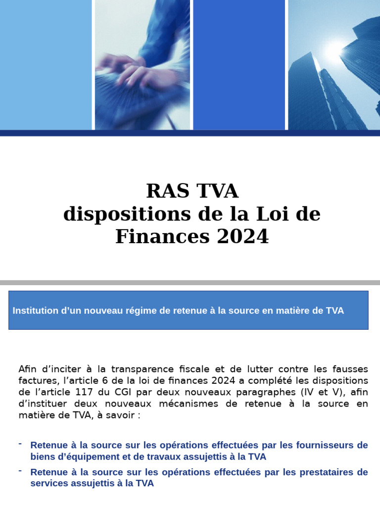 Nouveau régime de retenue TVA 2024 | PDF | Taxe sur la valeur ajoutée ...