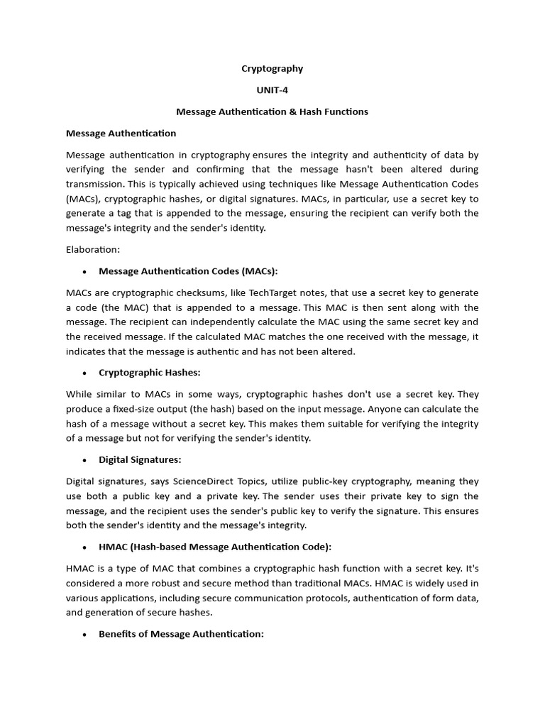 Message Authentication in Cryptography | PDF | Public Key Cryptography ...