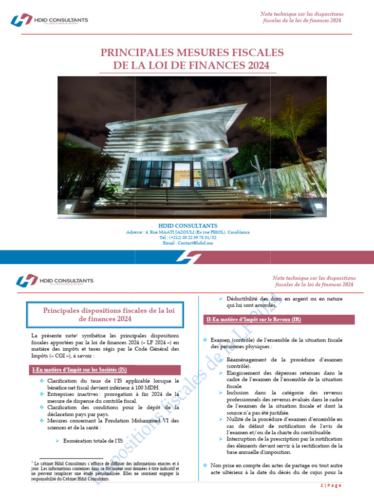 Mesures fiscales de la loi 2024 | PDF | Taxe sur la valeur ajoutée | Impôts