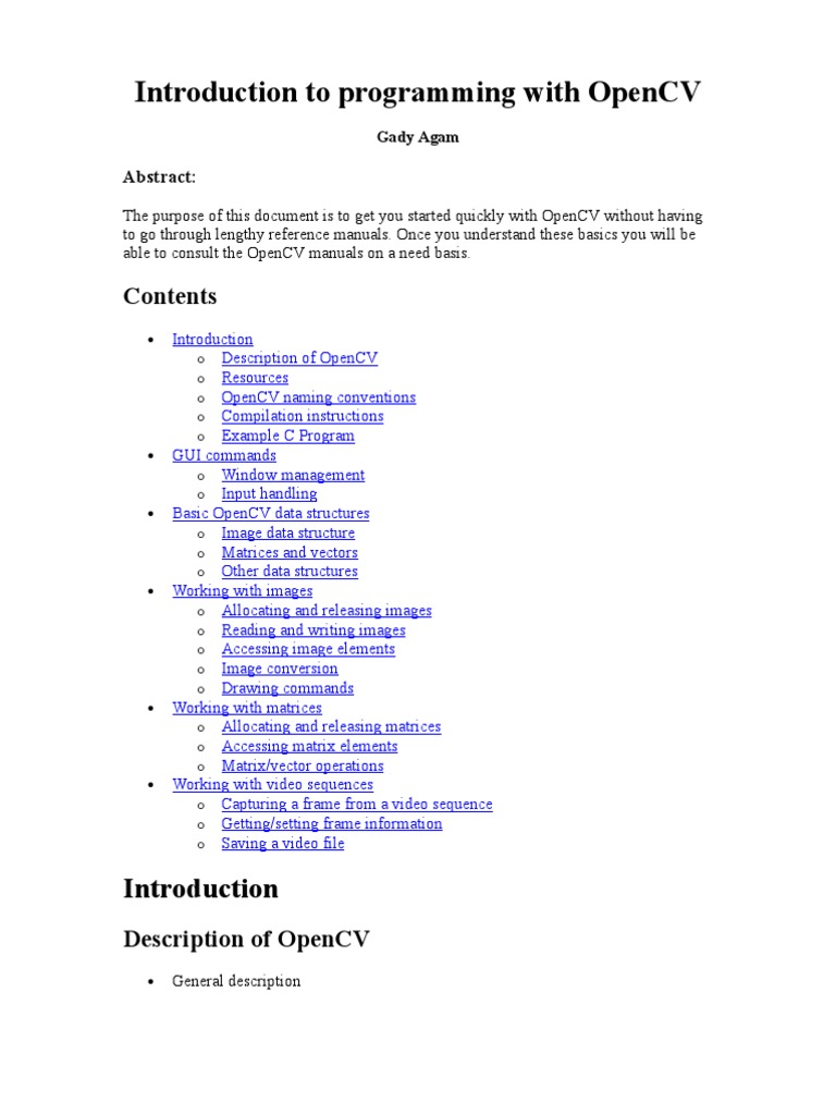Introduction To Programming With OpenCV | PDF