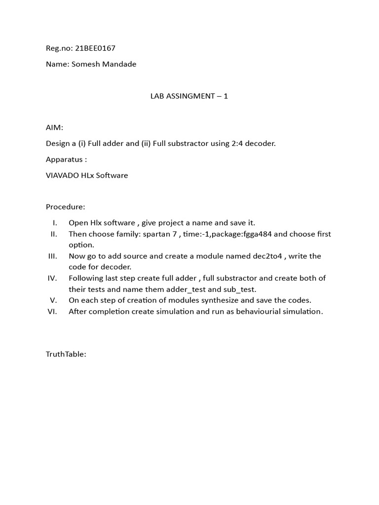 Full Adder and Subtractor Design Guide | PDF | Software Engineering ...